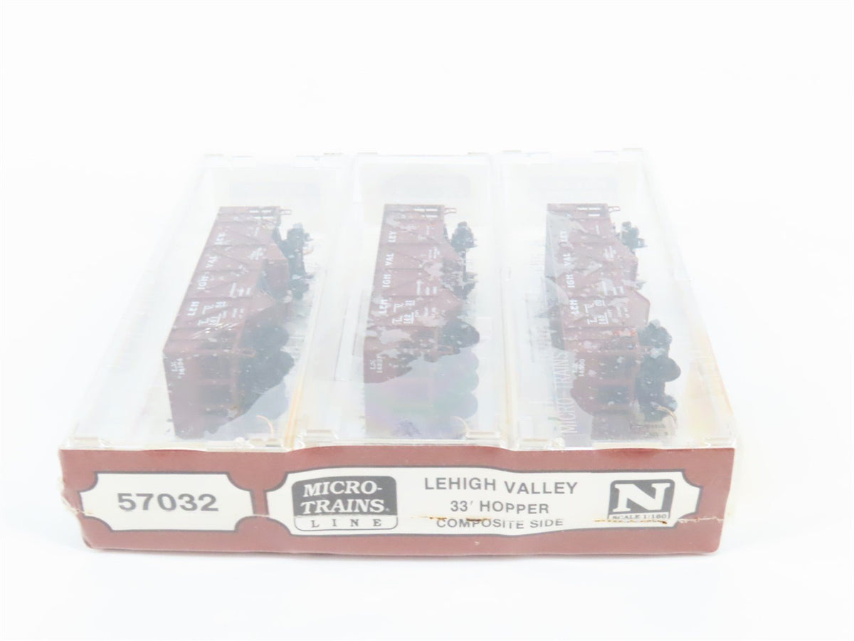 N Scale Micro-Trains MTL 57032 LV Lehigh Valley 2-Bay Open Hopper 3-Pack Sealed