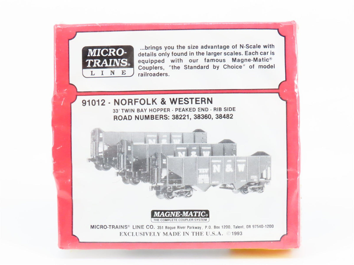 N Scale Micro-Trains MTL 91012 N&amp;W Norfolk &amp; Western 2-Bay Hopper 3-Pack Sealed