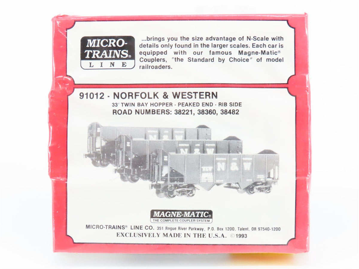 N Scale Micro-Trains MTL 91012 N&amp;W Norfolk &amp; Western 2-Bay Hopper 3-Pack Sealed