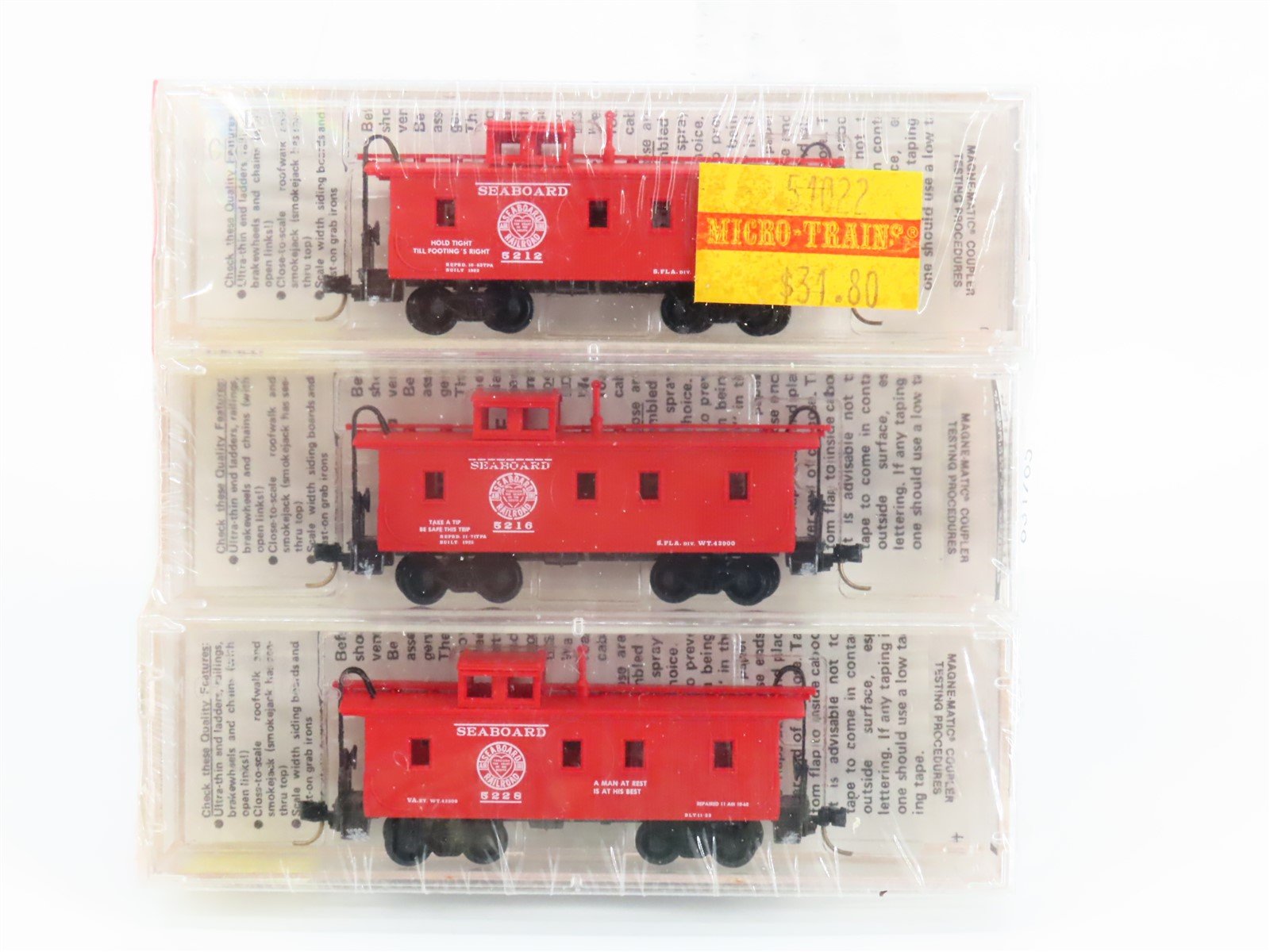 N Scale Kadee Micro-Trains MTL 51022 SAL Seaboard Air Line Caboose 3-Pack Sealed