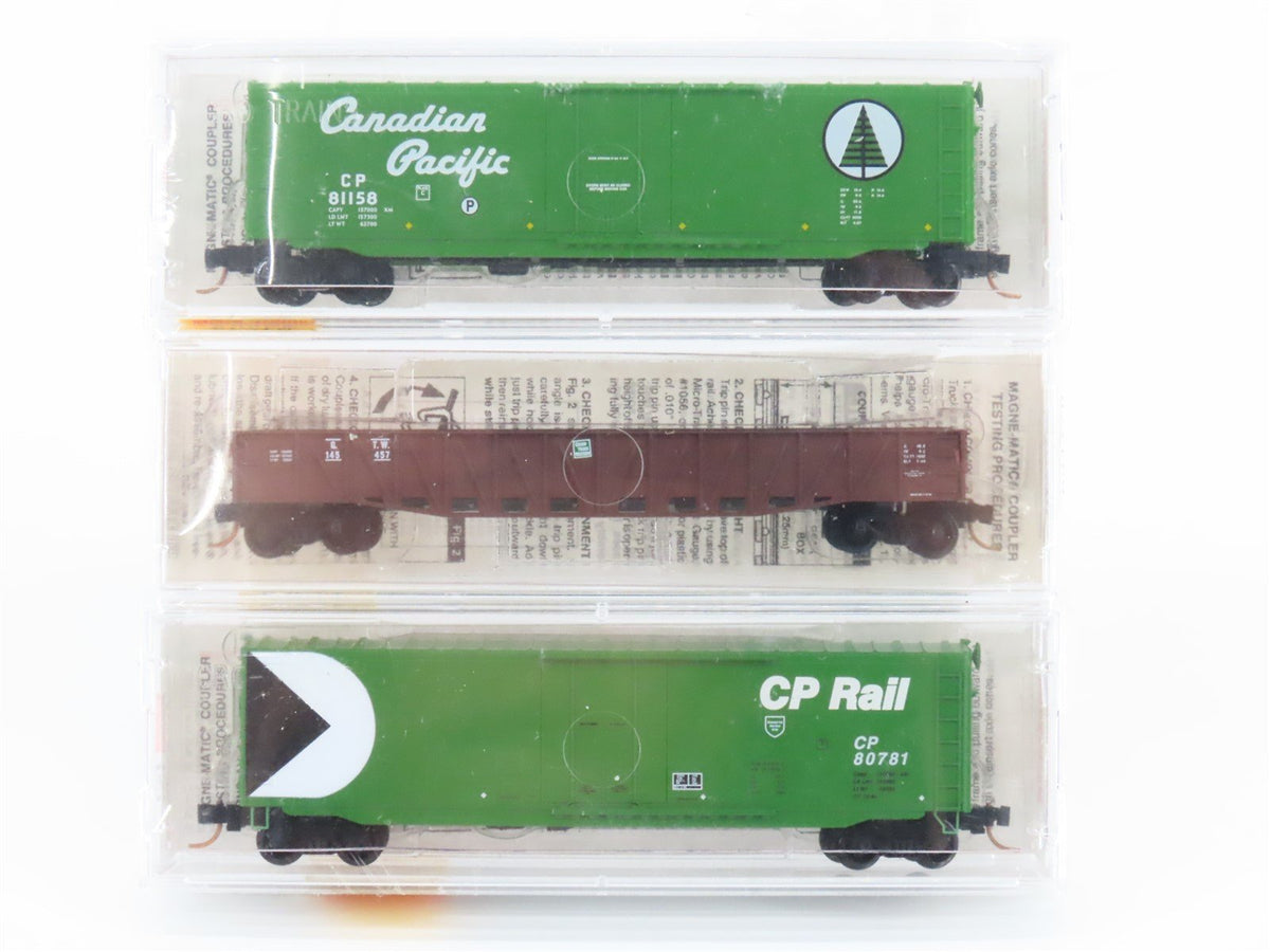 N Scale Micro-Trains MTL CP/GTW Railroad Gondola &amp; Box Cars 3-Pack Sealed