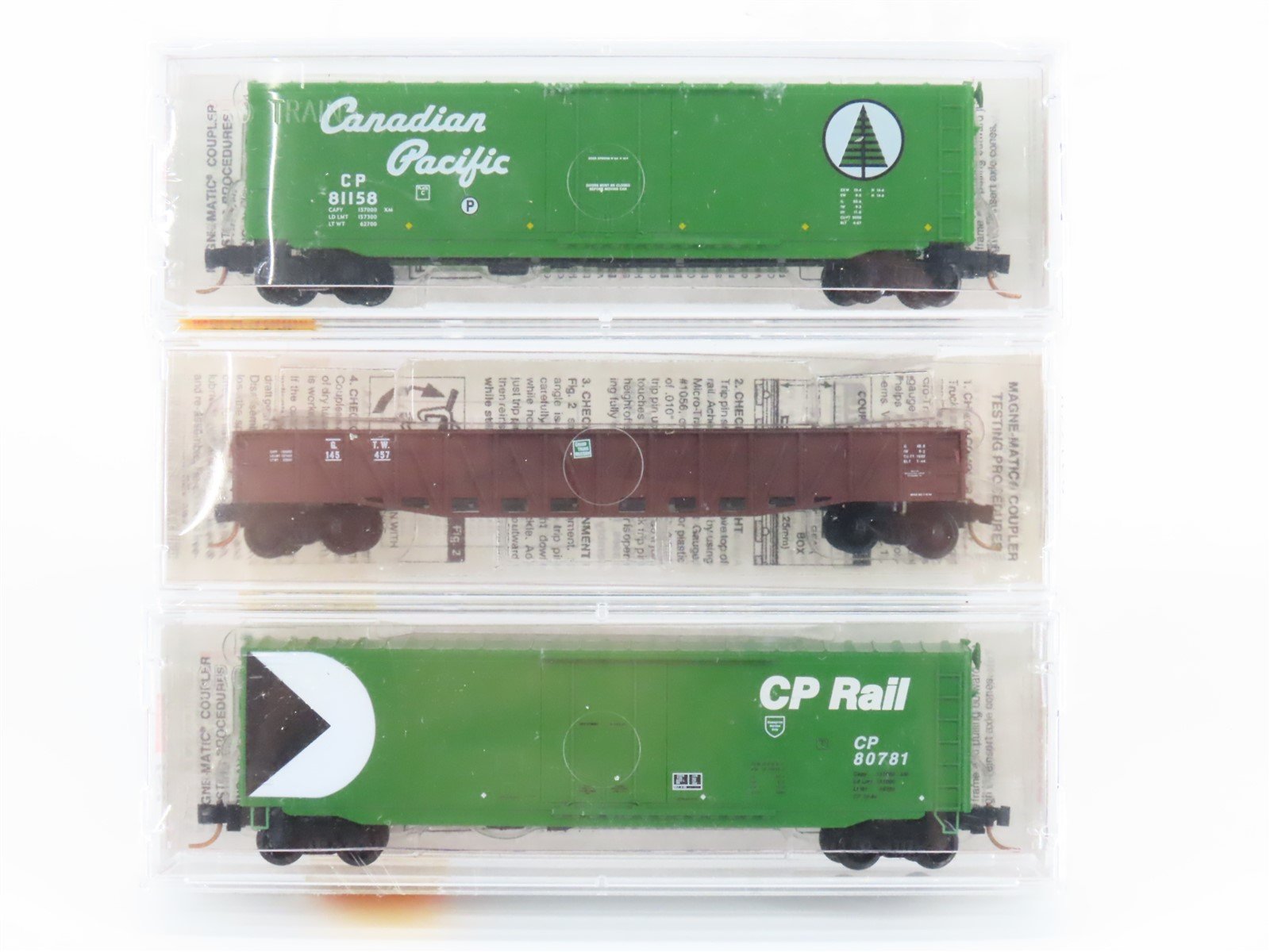 N Scale Micro-Trains MTL CP/GTW Railroad Gondola & Box Cars 3-Pack Sealed