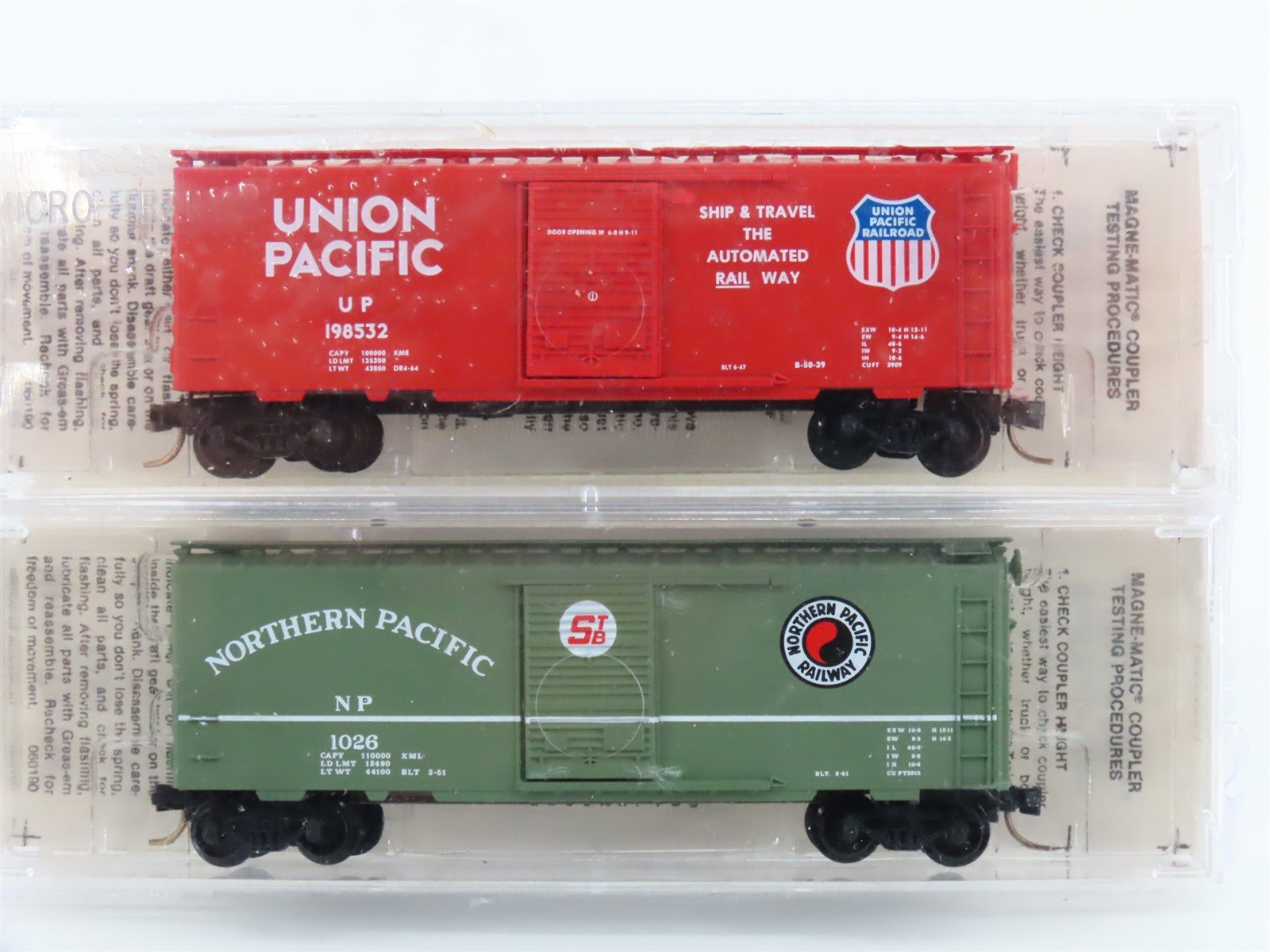 N Scale Micro-Trains TNR MTL Special Run UP/NP Railroad Box Car 2-Pack Sealed