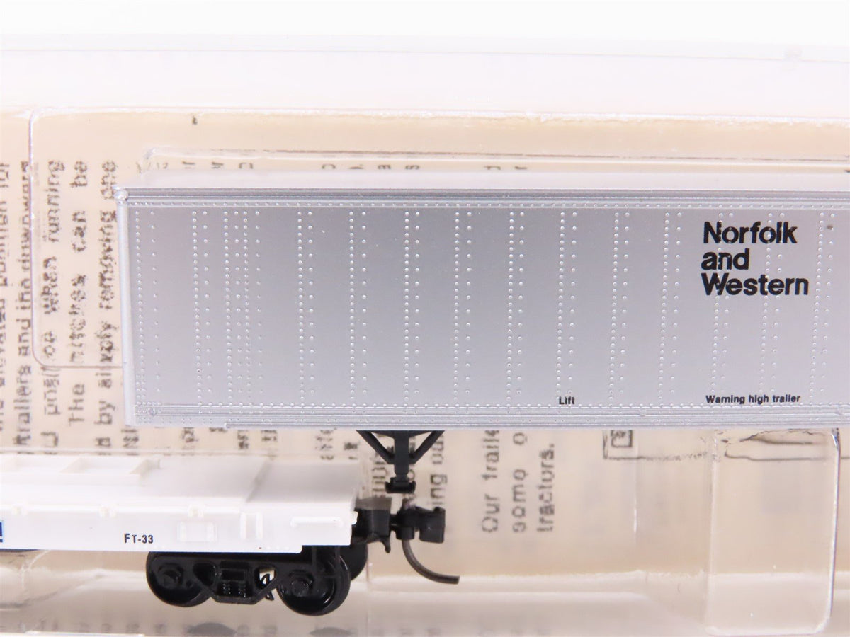 N Kadee Micro-Trains MTL 64010 ATSF TOFC Flat Car #293294 w/45&#39; N&amp;W Trailer