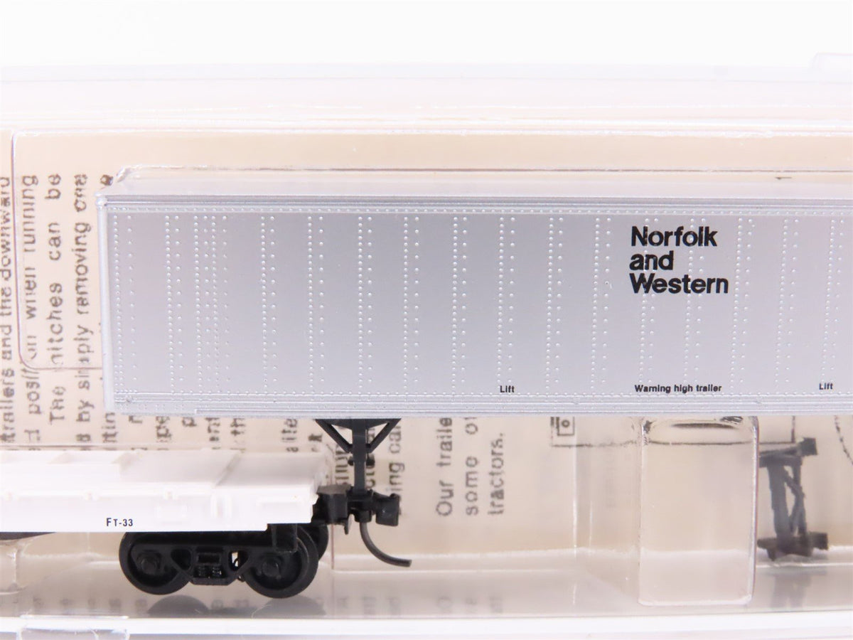 N Kadee Micro-Trains MTL 64010 ATSF TOFC Flat Car #293261 w/45&#39; N&amp;W Trailer