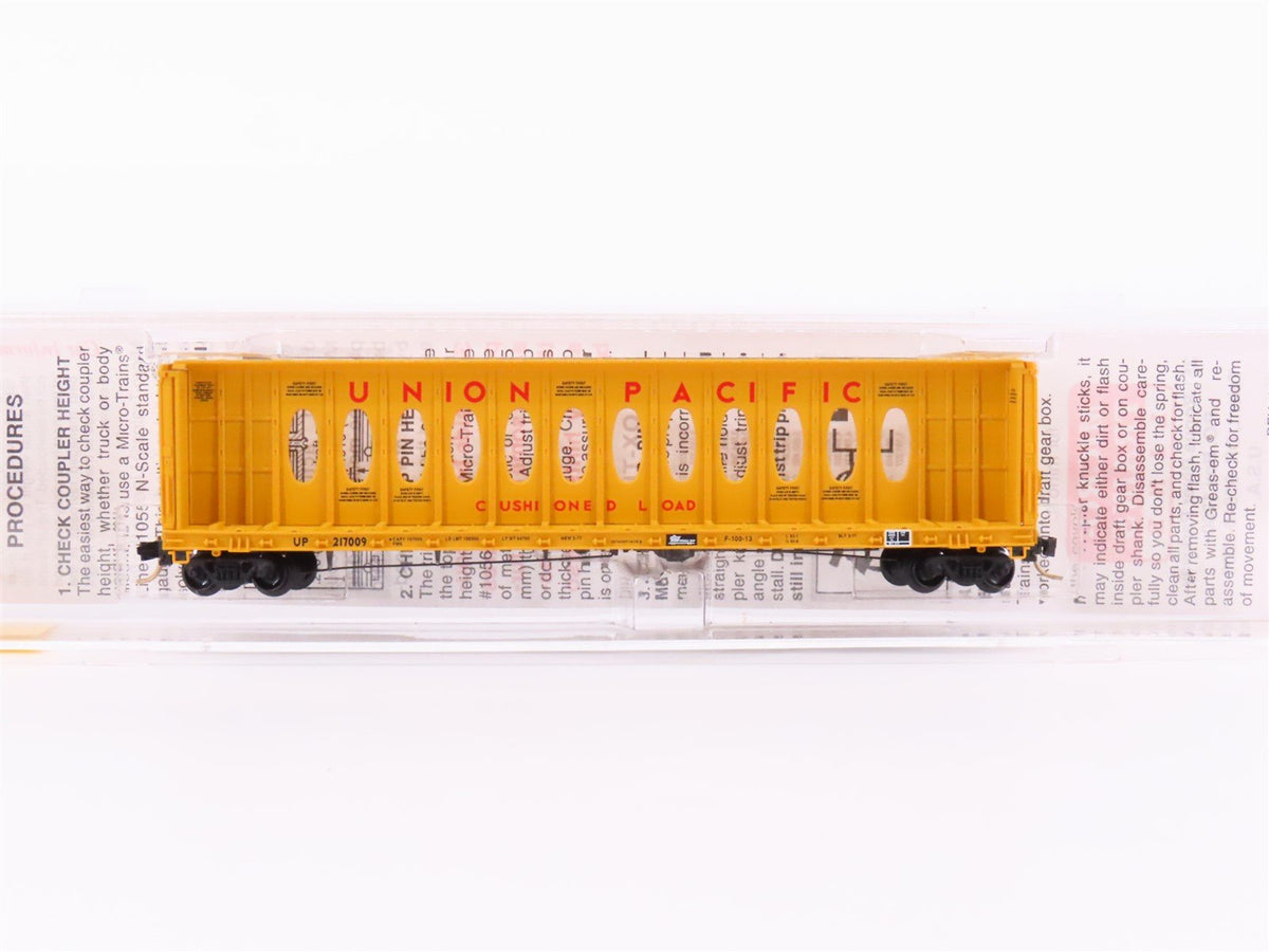 N Scale Micro-Trains MTL 53030 UP Union Pacific 60&#39; Centerbeam Flat Car #217009