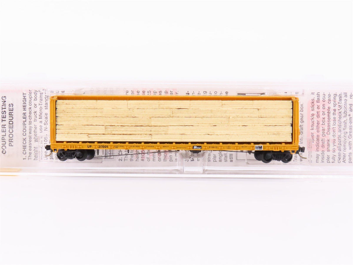 N Micro-Trains MTL 53030 UP Union Pacific 60&#39; Centerbeam Flat Car w/Custom Load