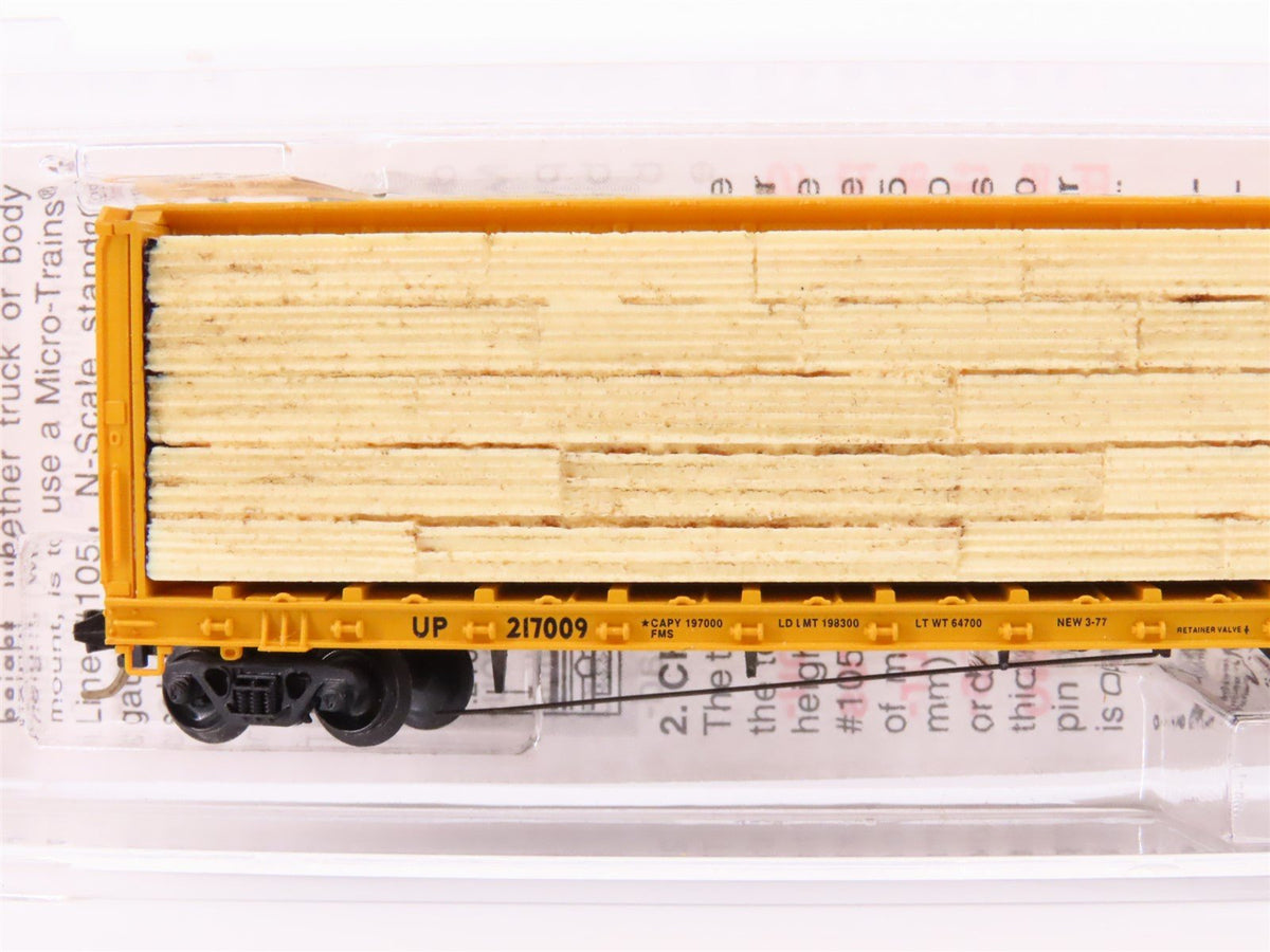 N Micro-Trains MTL 53030 UP Union Pacific 60&#39; Centerbeam Flat Car w/Custom Load