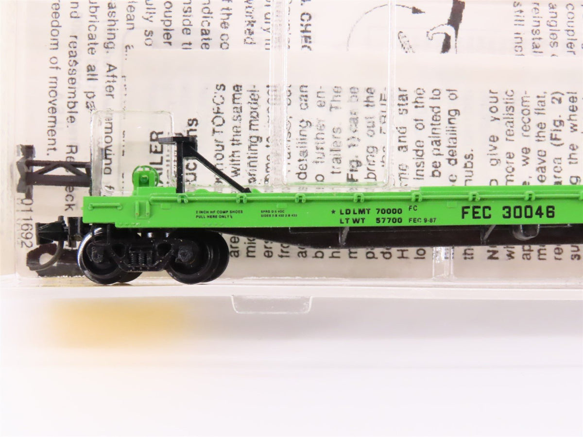 N Micro-Trains MTL 64044 FEC 57&#39;6&quot; TOFC Flat Car #30046 w/ Undecorated Trailer