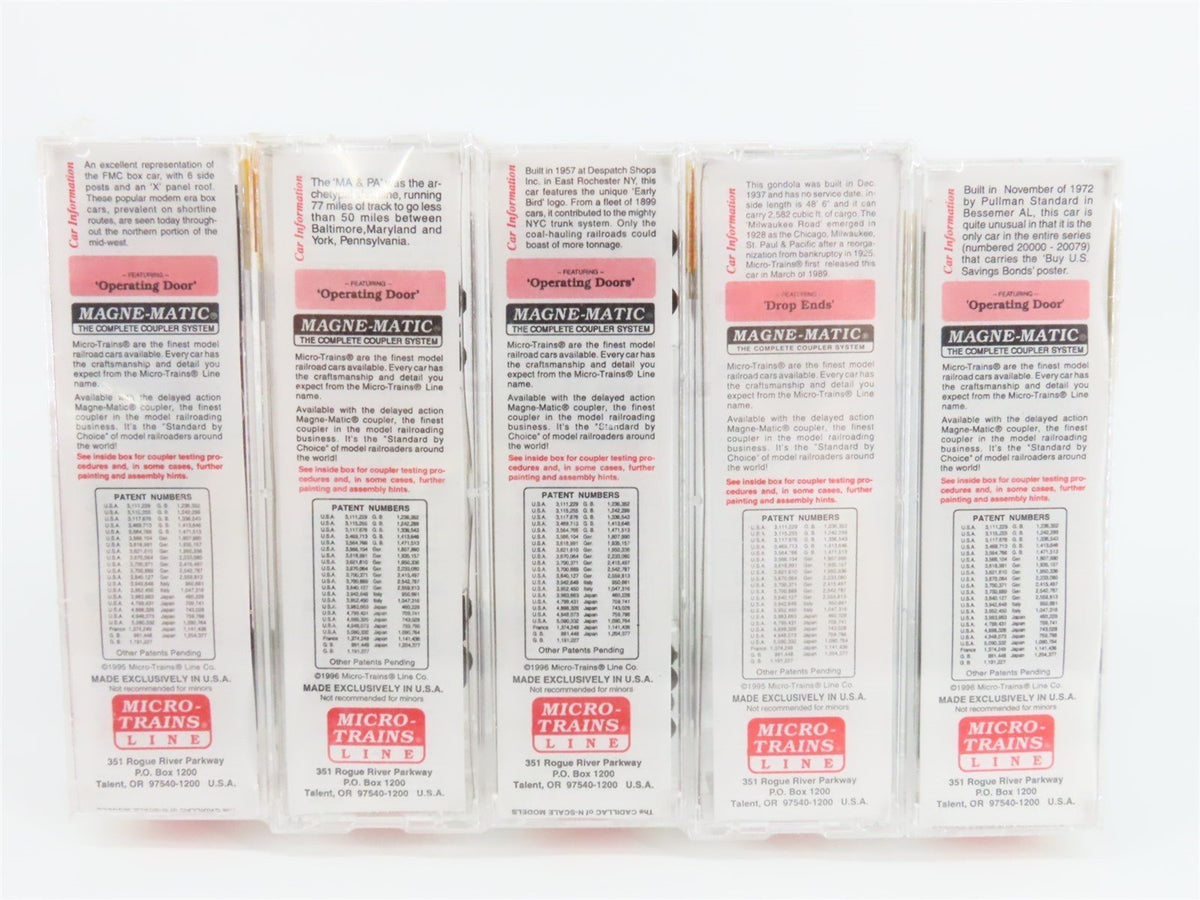 N Scale Micro-Trains MTL RDG/MILW/NYC/M&amp;PA/SM Gondola &amp; Box Cars 5-Pack Sealed