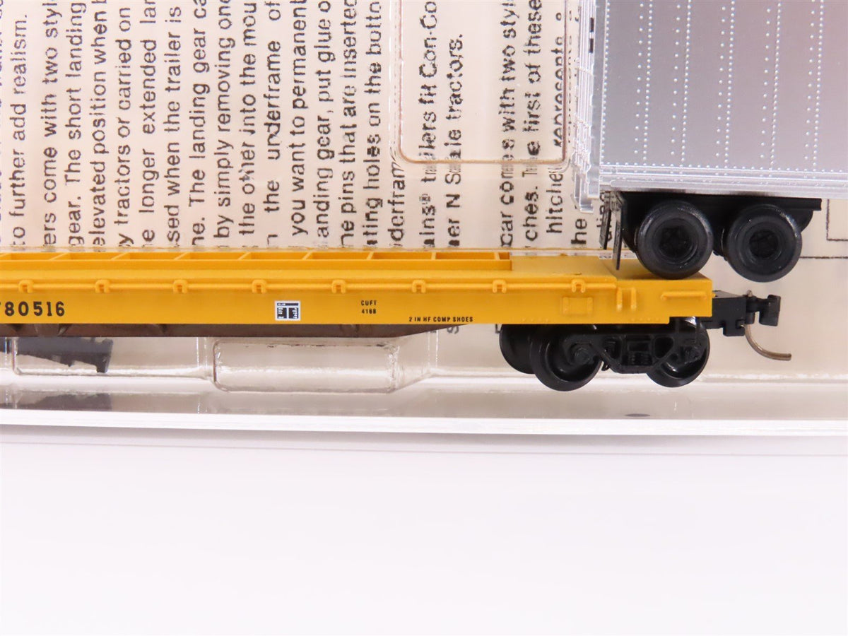 N Scale Micro-Trains MTL 64024 CNW 57&#39;6&quot; TOFC Flat Car #780516 w/45&#39; CNW Trailer