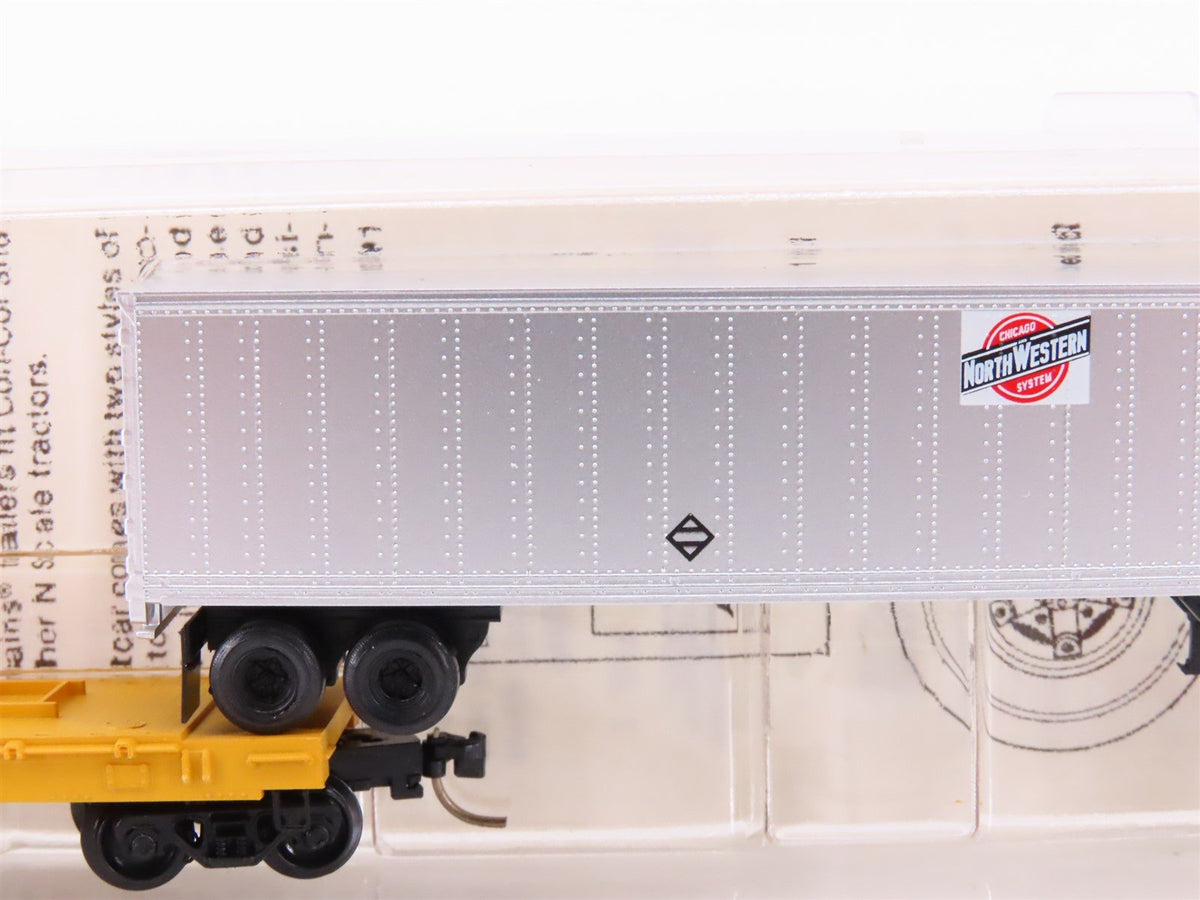 N Scale Micro-Trains MTL 64024 CNW 57&#39;6&quot; TOFC Flat Car #780516 w/45&#39; CNW Trailer