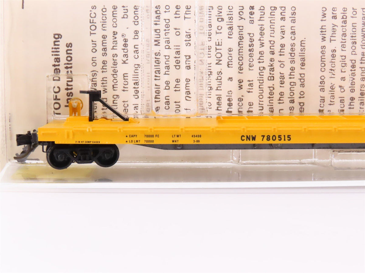 N Kadee Micro-Trains MTL 67020 CNW 57&#39;6&quot; TOFC Flat Car #780515 w/45&#39; CNW Trailer