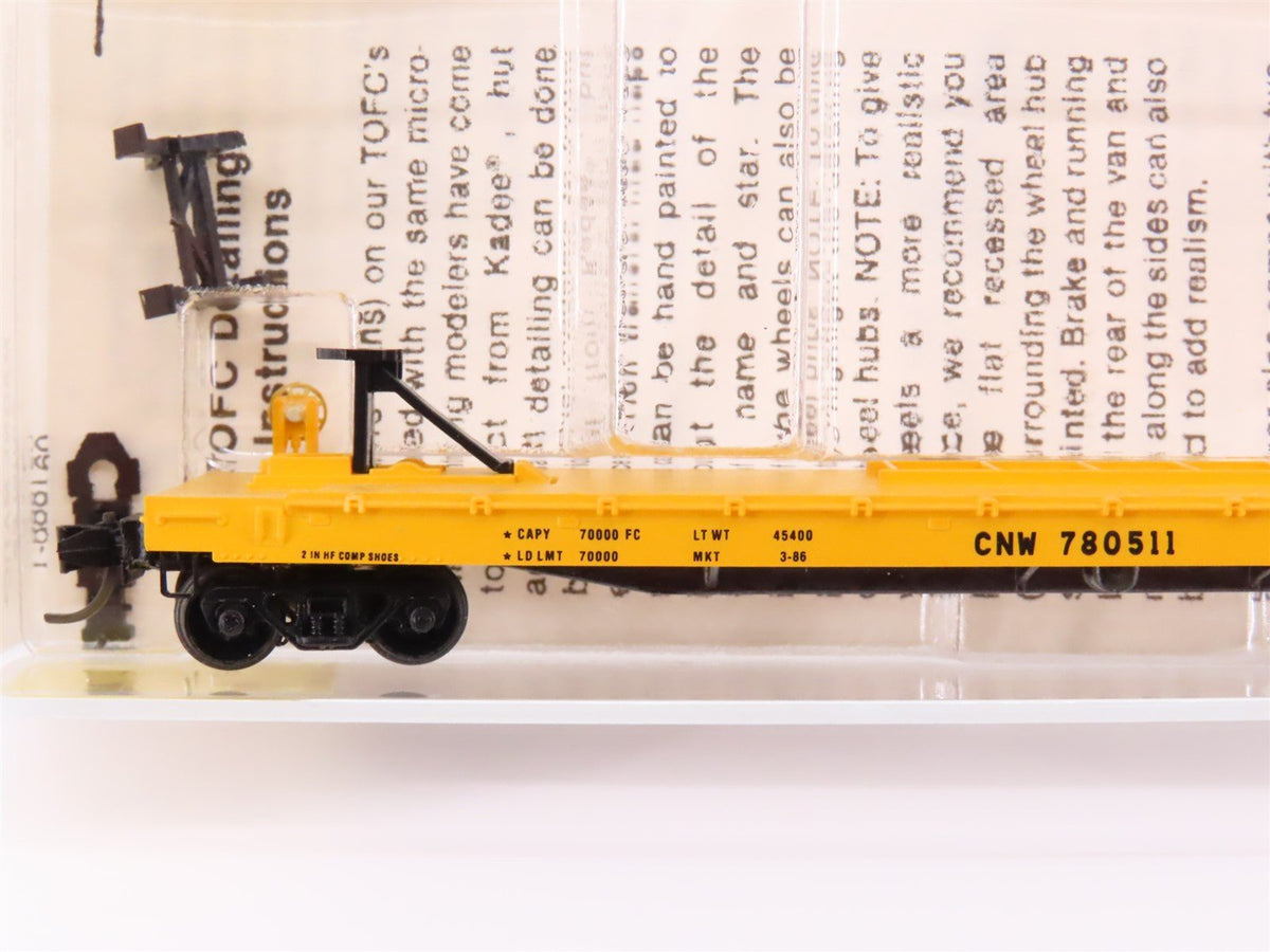 N Kadee Micro-Trains MTL 66020 CNW 57&#39;6&quot; TOFC Flat Car #780511 w/40&#39; UP Trailer