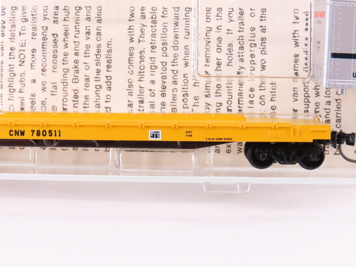 N Kadee Micro-Trains MTL 66020 CNW 57&#39;6&quot; TOFC Flat Car #780511 w/40&#39; UP Trailer