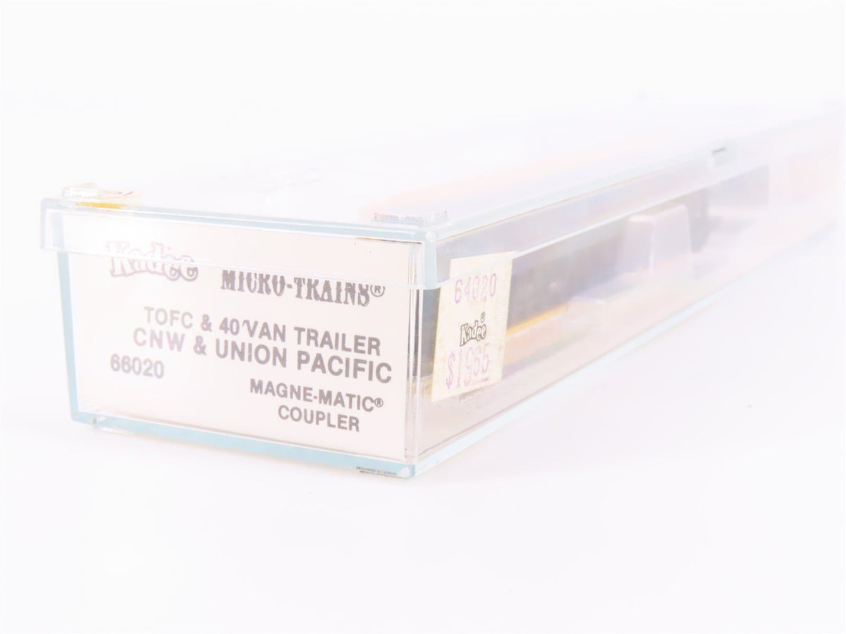 N Kadee Micro-Trains MTL 66020 CNW 57&#39;6&quot; TOFC Flat Car #780511 w/40&#39; UP Trailer