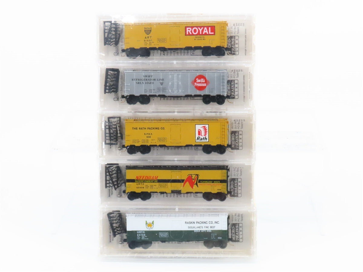 N Scale Micro-Trains MTL NSC Meat Packers 40&#39; Steel Ice Reefers 5-Pack Sealed