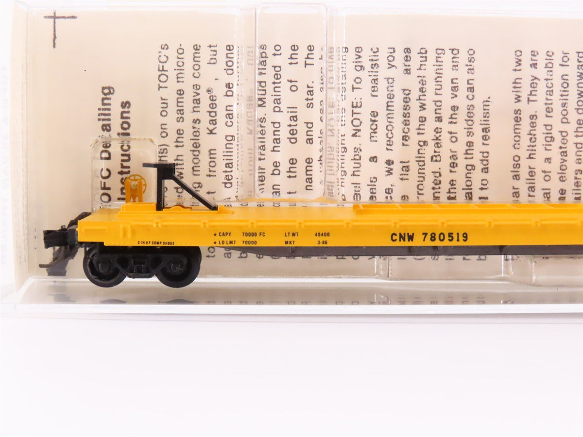 N Kadee Micro-Trains MTL 68020 CNW 57&#39;6&quot; TOFC Flat Car #780511 w/48&#39; EL Trailer