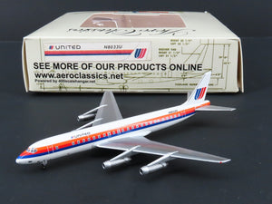 1:400 Scale Aero Classics Die-Cast United Douglas DC-8-21 Airliner #N8033U