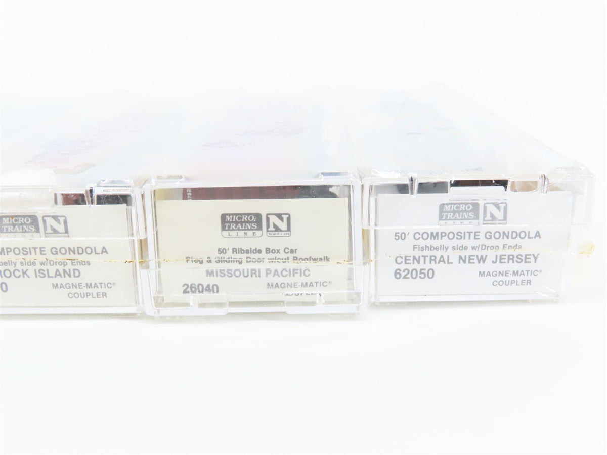 N Scale Micro-Trains MTL MILW/NLG/RI/MP/CNJ Gondolas &amp; Box Cars 5-Pack Sealed