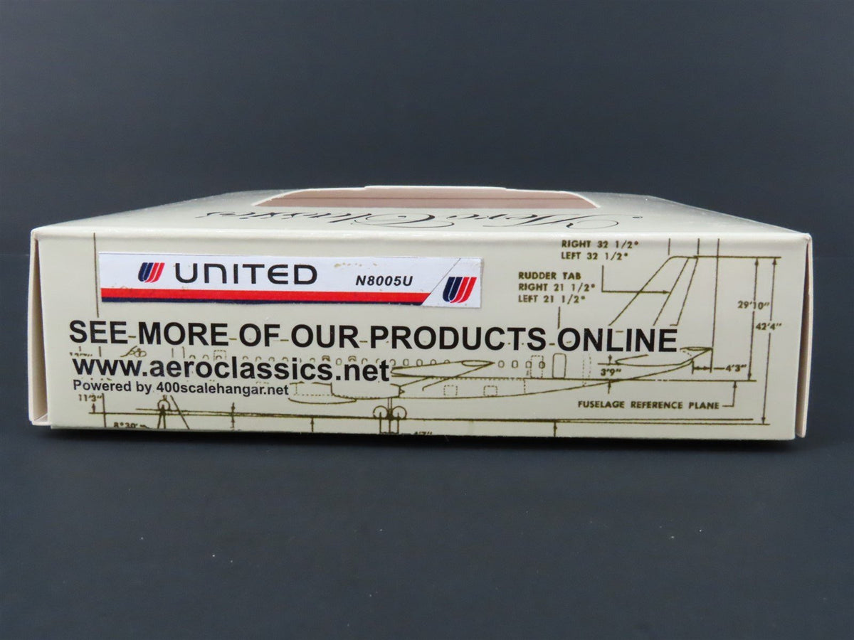 1:400 Aero Classics Die-Cast United Airlines Douglas DC-8-12 Airliner N8005U