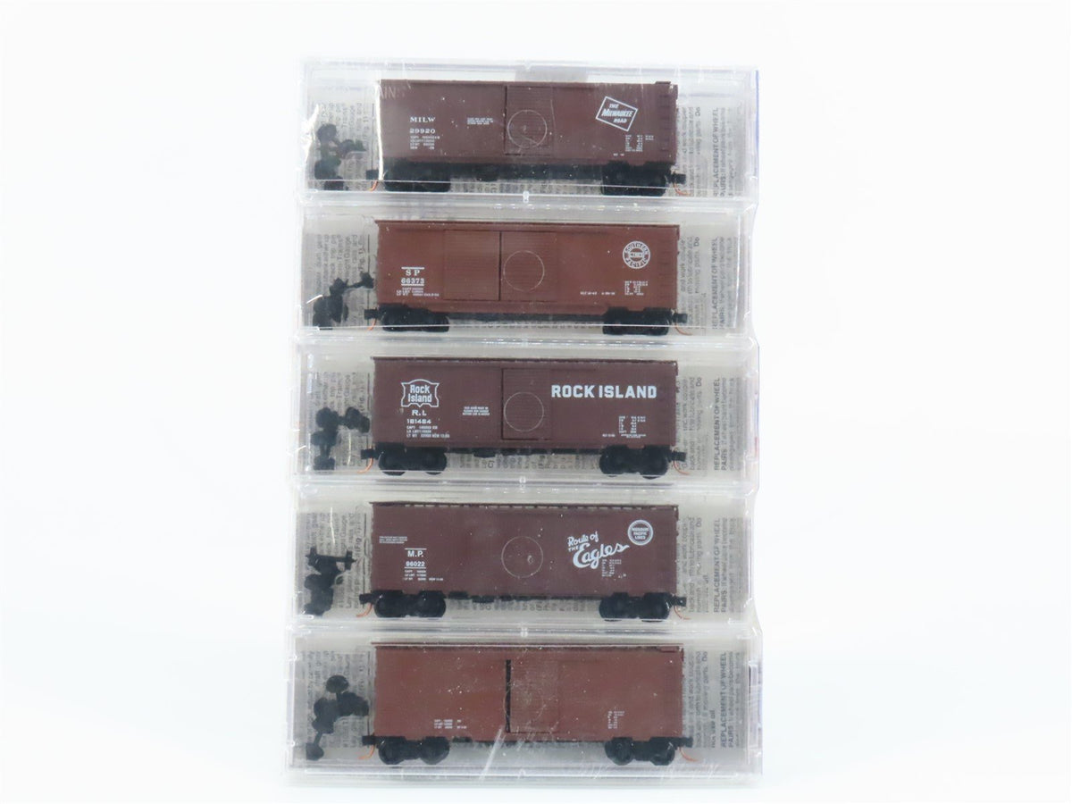 N Scale Micro-Trains MTL 22182 RI/SP/MILW/MP 30 Years 40&#39; Box Car 5-Pack Sealed