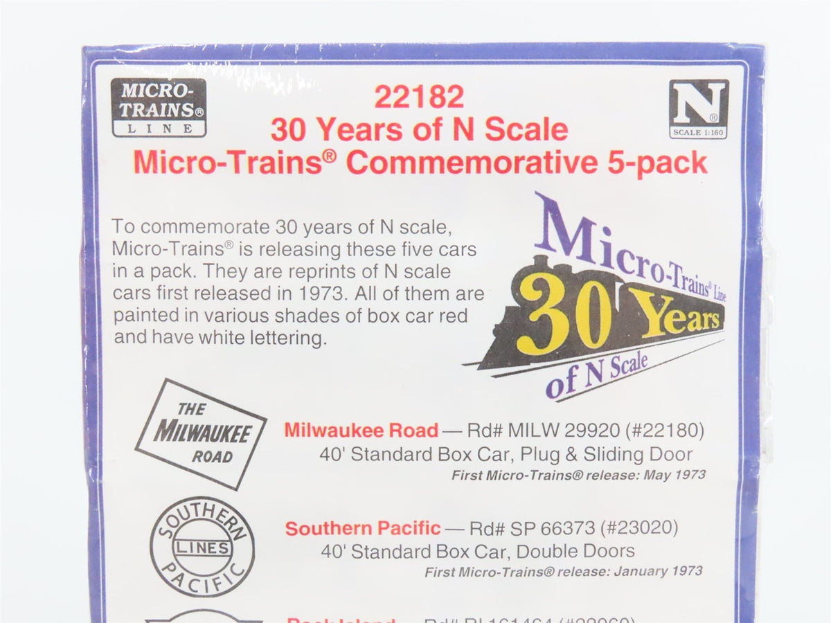 N Scale Micro-Trains MTL 22182 RI/SP/MILW/MP 30 Years 40&#39; Box Car 5-Pack Sealed