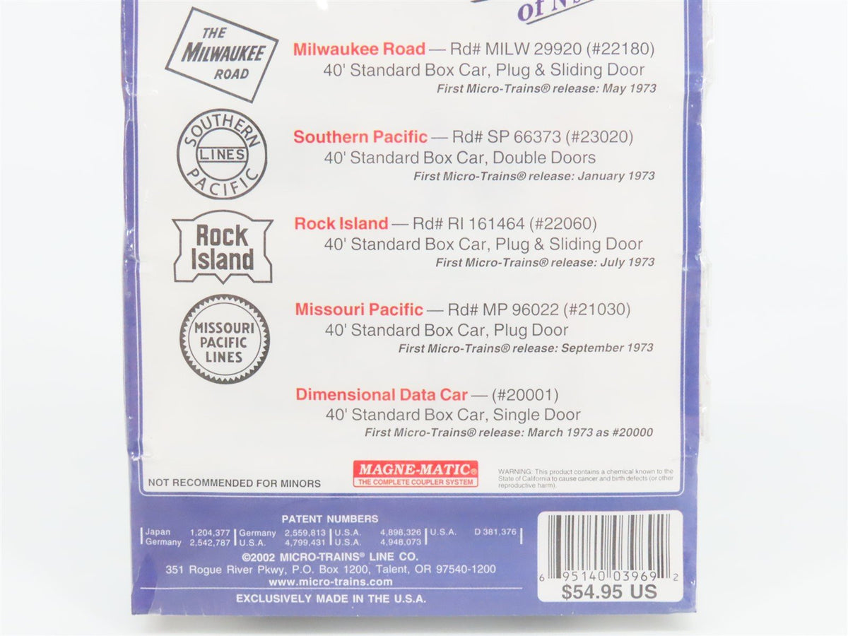 N Scale Micro-Trains MTL 22182 RI/SP/MILW/MP 30 Years 40&#39; Box Car 5-Pack Sealed