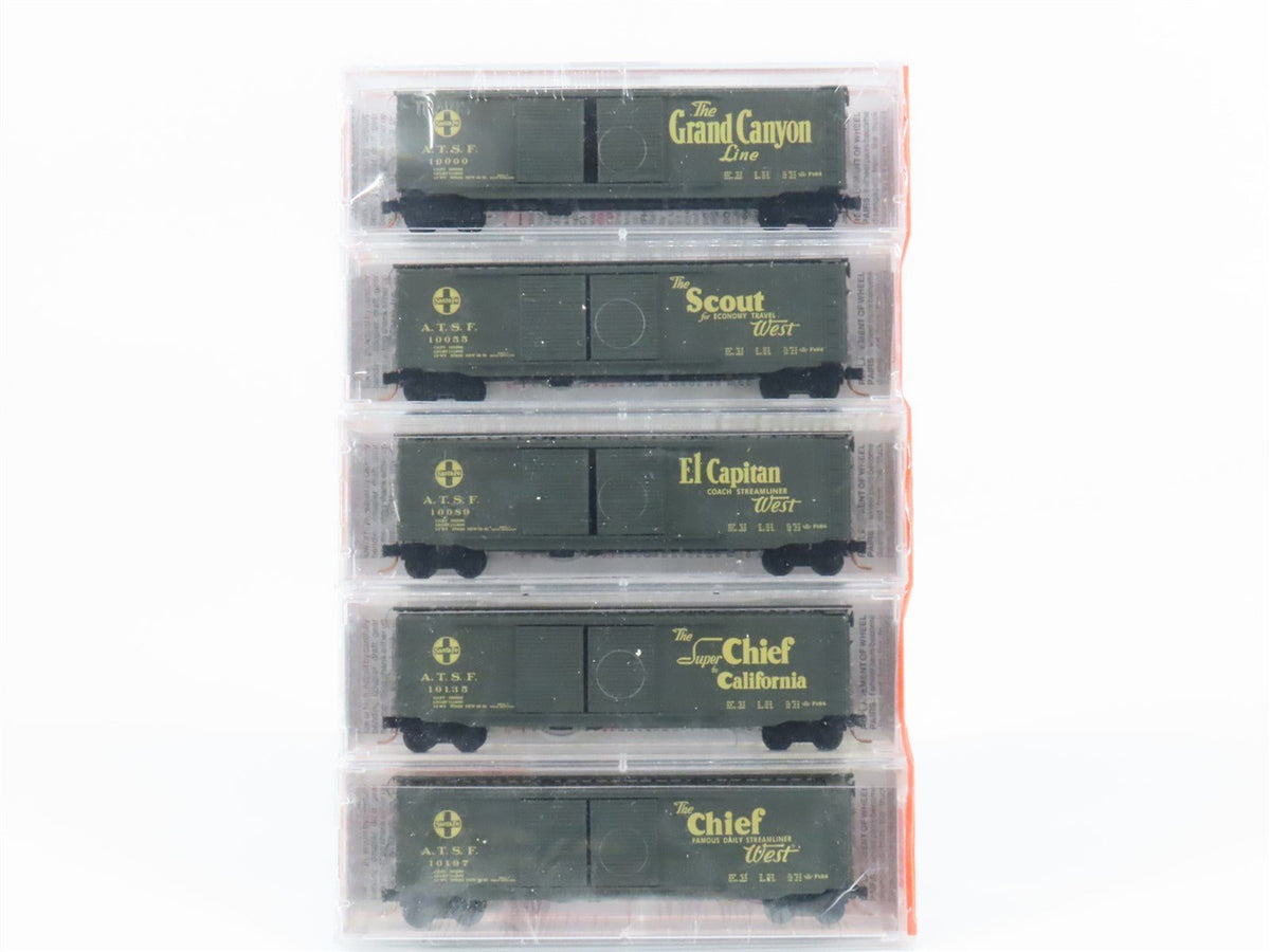 N Scale Micro-Trains MTL 34262 ATSF Map &amp; Slogan Series Box Car 5-Pack Sealed