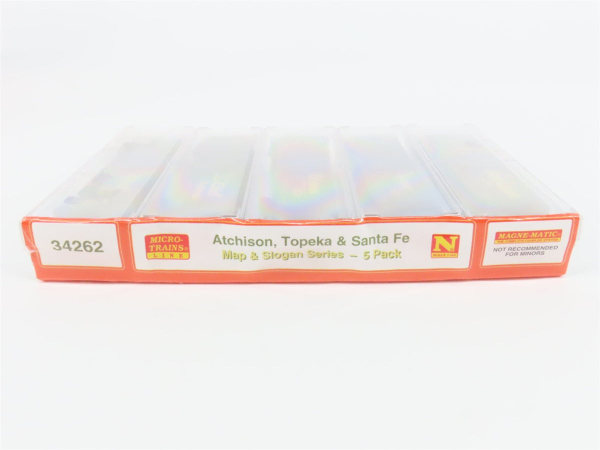 N Scale Micro-Trains MTL 34262 ATSF Map &amp; Slogan Series Box Car 5-Pack Sealed