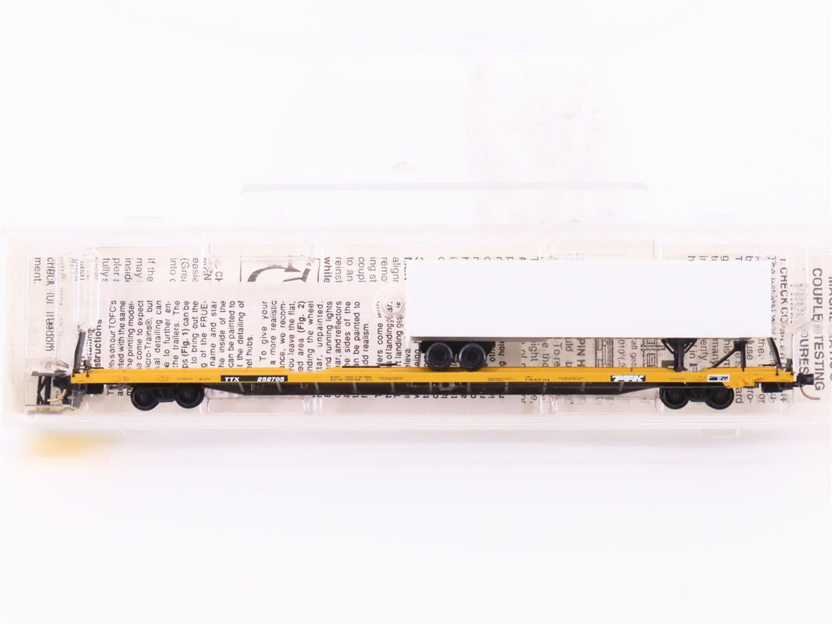 N Micro-Trains MTL 71524 TTX 89&#39; TOFC Flat Car #252705 w/45&#39; Undecorated Trailer