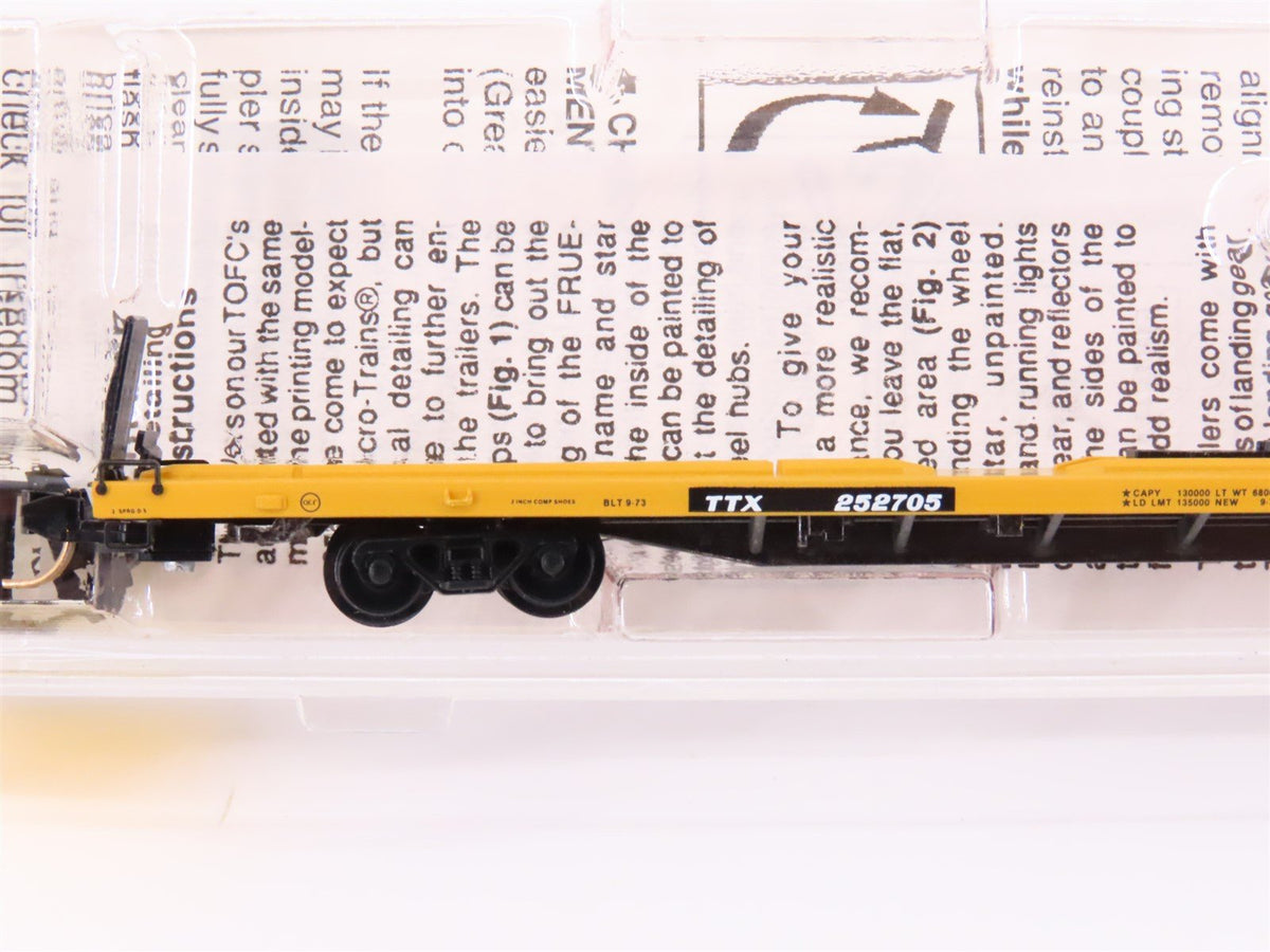 N Micro-Trains MTL 71524 TTX 89&#39; TOFC Flat Car #252705 w/45&#39; Undecorated Trailer