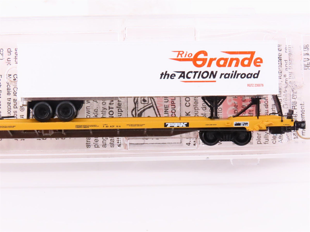 N Micro-Trains MTL 71524-1 TTX 89&#39; TOFC Flat Car 252714 w/45&#39; Rio Grande Trailer