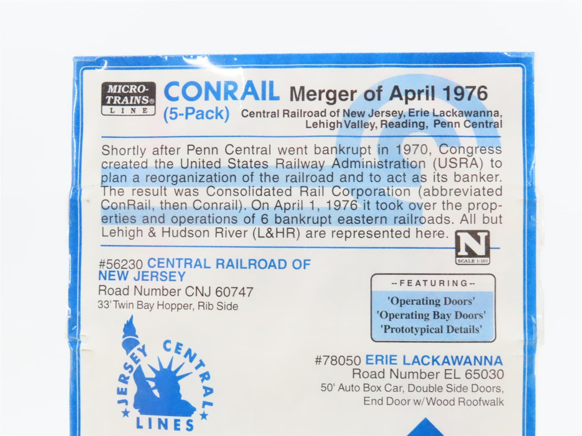 N Scale Micro-Trains MTL 78052 Conrail Merger Hopper &amp; Box Cars 5-Pack Sealed