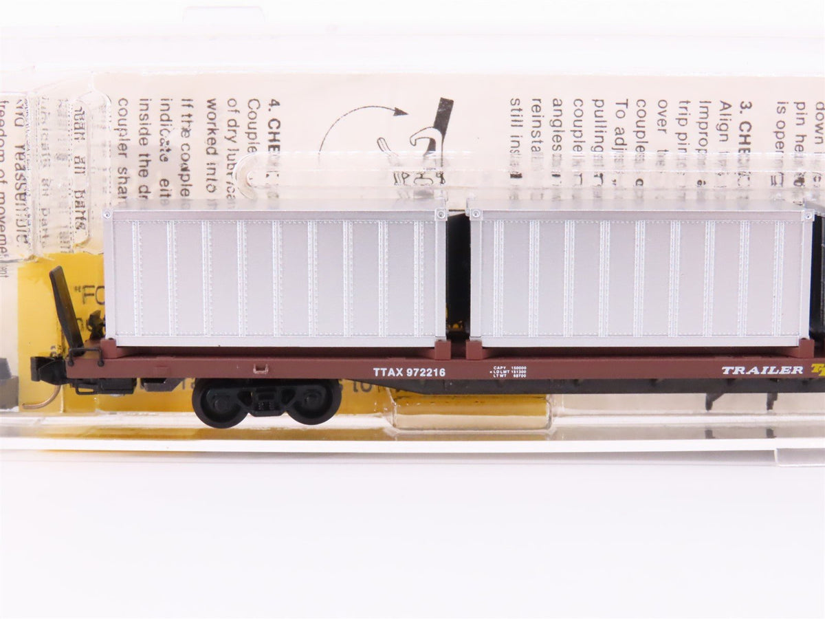 N Micro-Trains MTL 72020-4 TTAX Trailer Train 89&#39; COFC Flat Car #972216 w/ Load