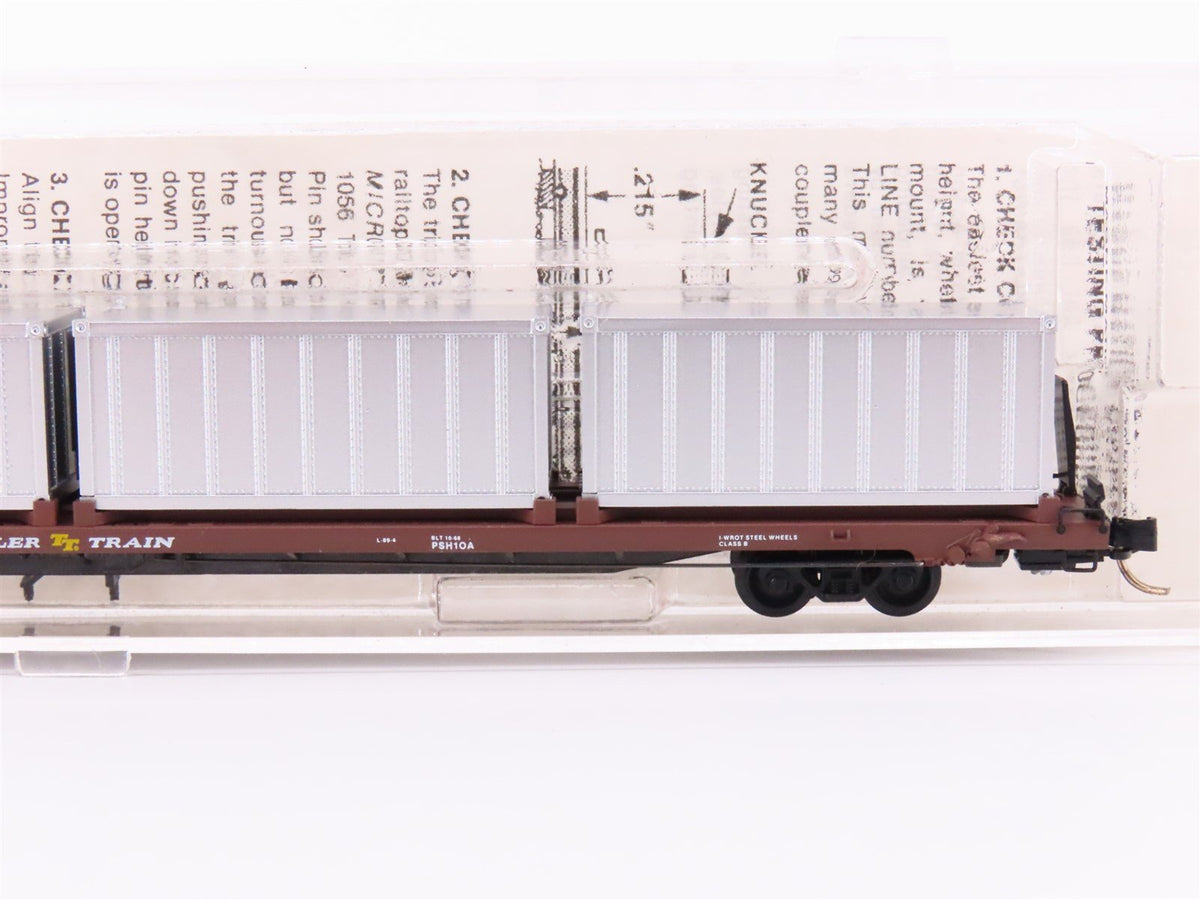 N Micro-Trains MTL 72020-4 TTAX Trailer Train 89&#39; COFC Flat Car #972216 w/ Load