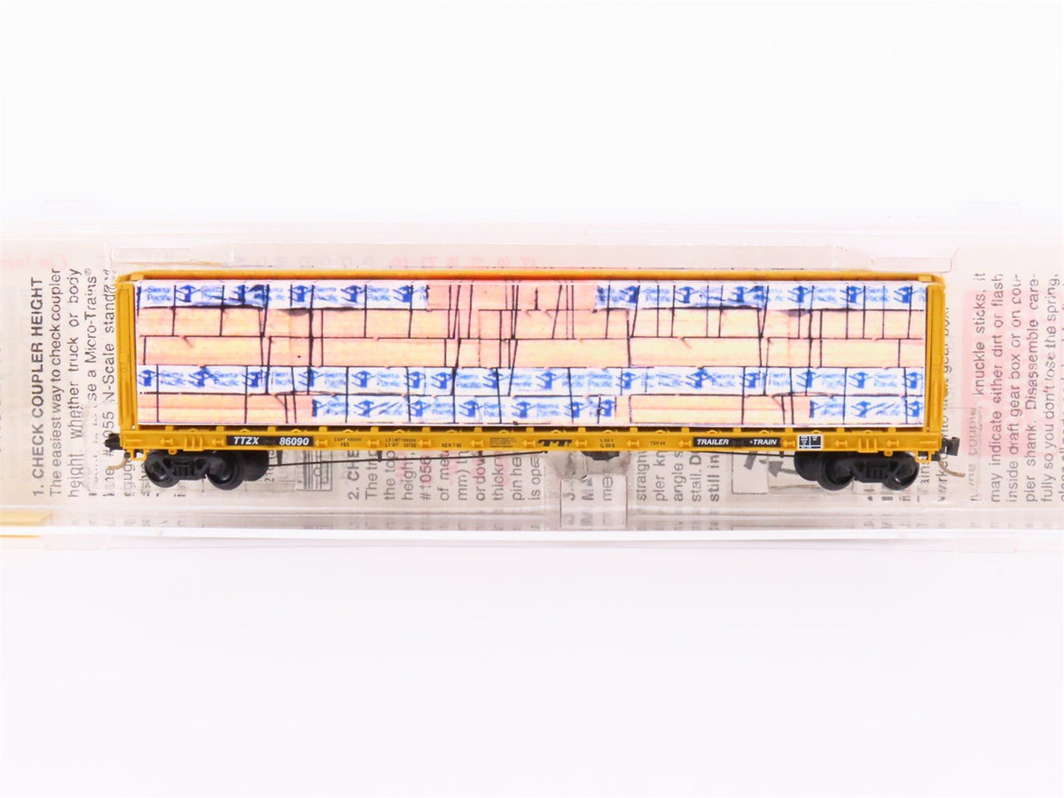 N Micro-Trains MTL 53020 TTZX TTX 60&#39;8&quot; Centerbeam Flat Car w/ Custom Load