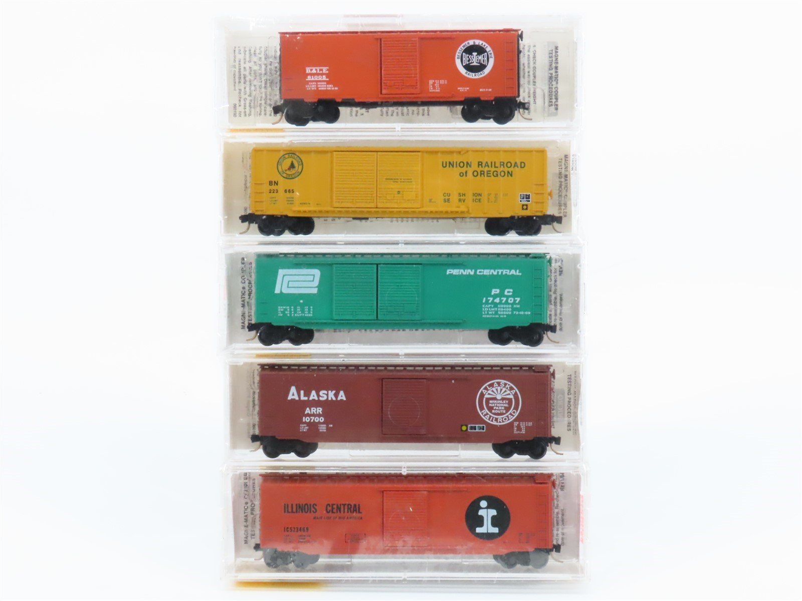 N Scale Micro-Trains MTL 19995 B&LE/BN/PC/ARR/IC Railroad Box Car 5-Pack Sealed