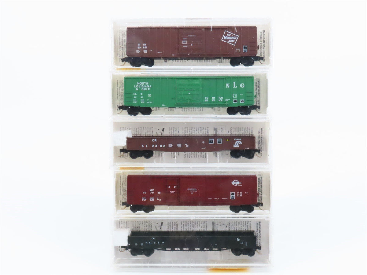 N Micro-Trains MTL 19994 MILW/NLG/CR/MP/CNJ Gondolas &amp; Box Cars 5-Pack Sealed