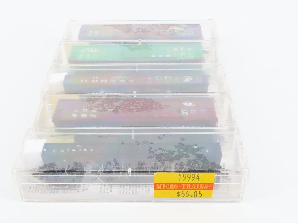 N Micro-Trains MTL 19994 MILW/NLG/CR/MP/CNJ Gondolas &amp; Box Cars 5-Pack Sealed