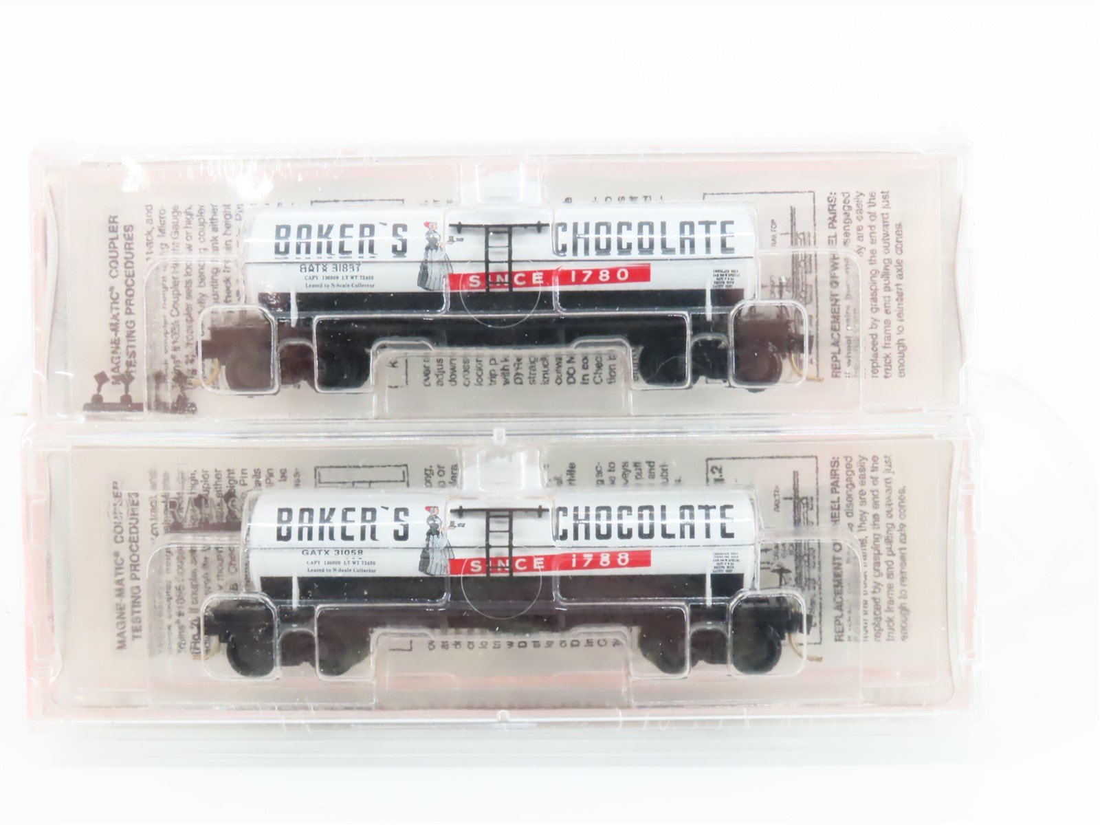 N Scale Micro-Trains MTL GATX Baker's Chocolate Billboard Tank Car 2-Pack Sealed