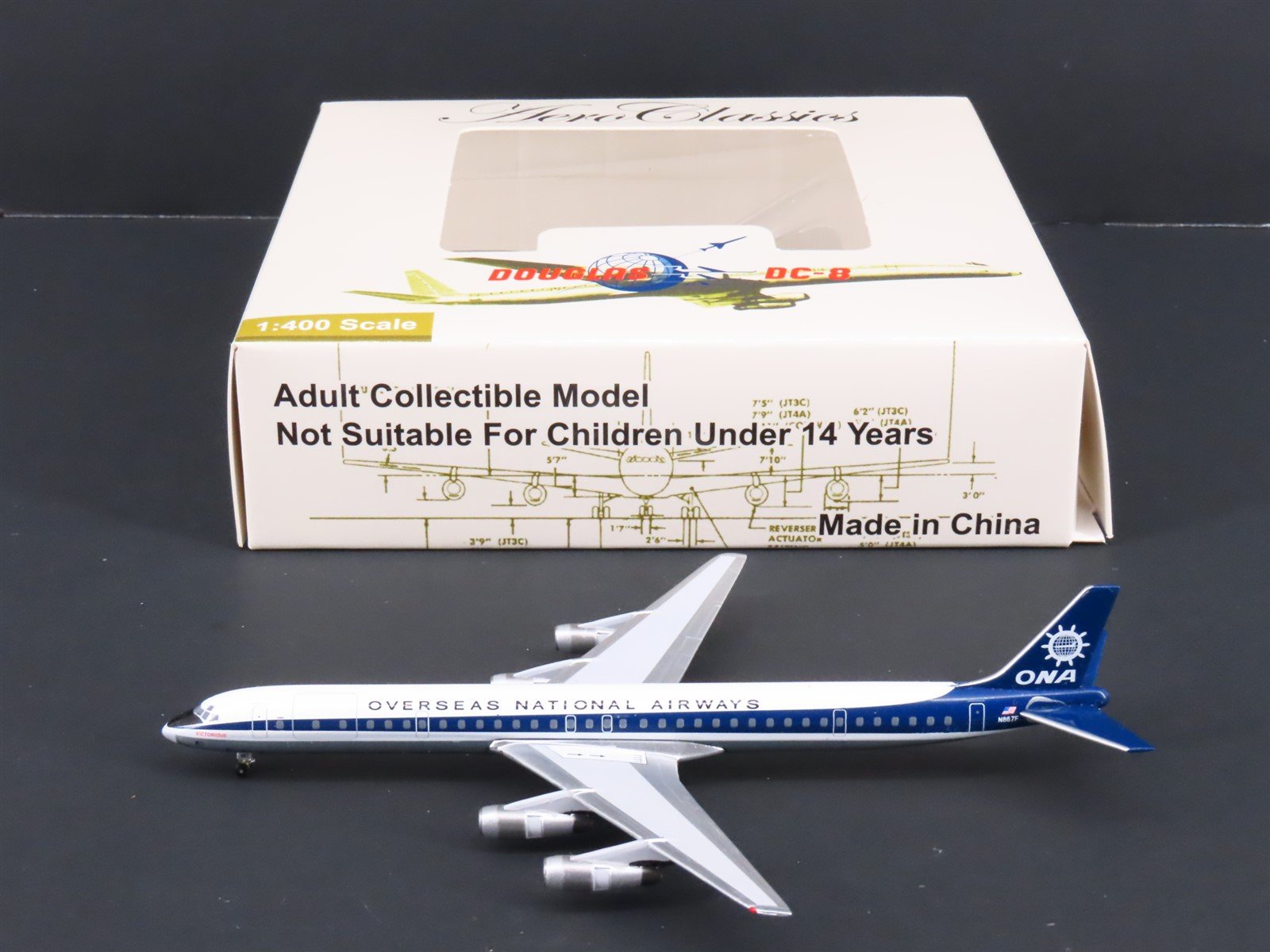 1:400 Aero Classics AC19059 Die-Cast ONA Overseas National Douglas DC-8 Airliner