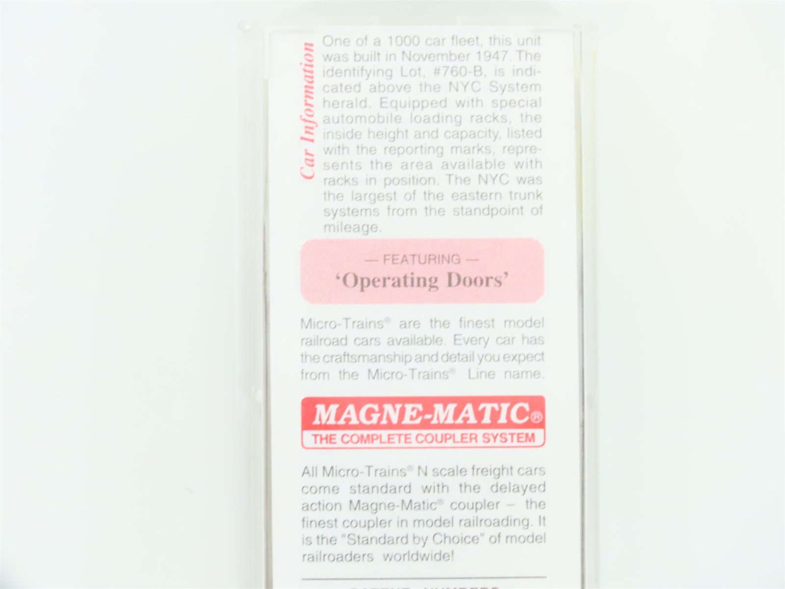 N Micro-Trains MTL 23160 NYC New York Central 40' Double Door Box Car #70096