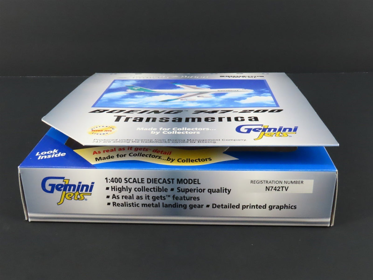 1:400 Scale Gemini Jets Die-Cast Transamerica Boeing B747-200 Airliner #N742TV
