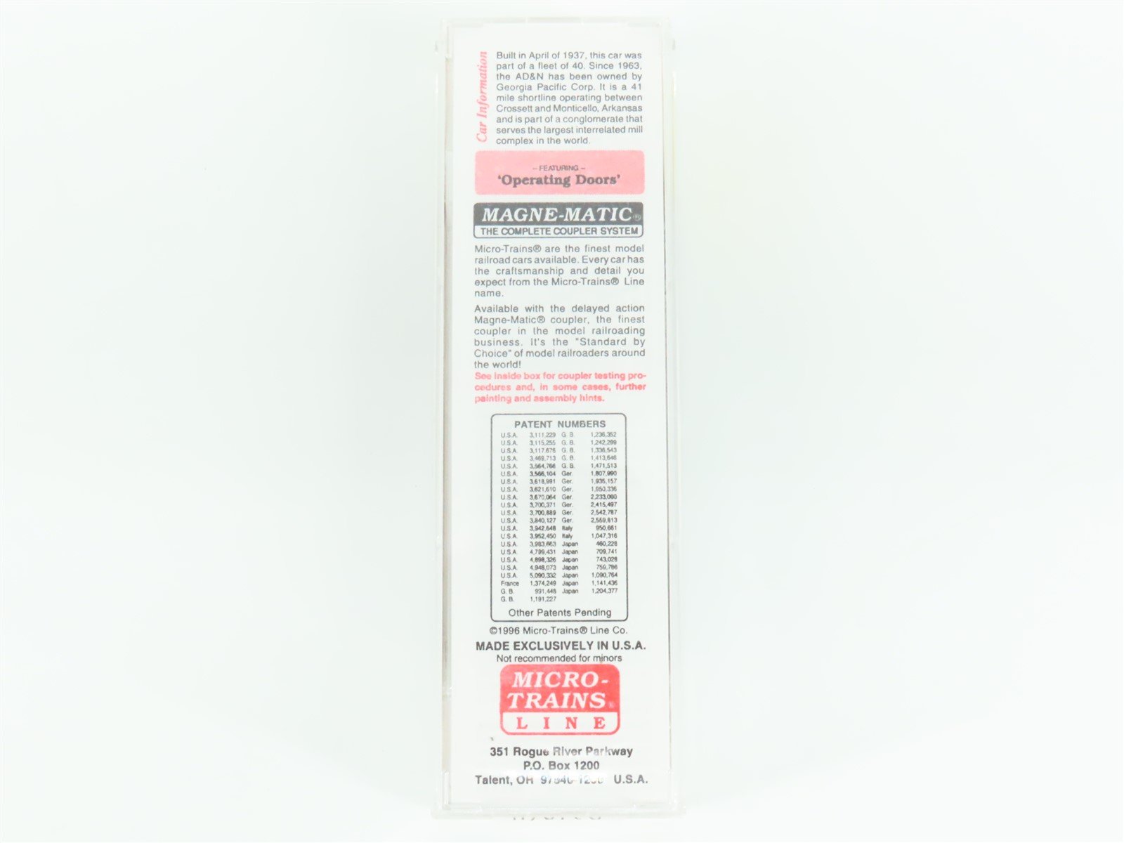 N Scale Micro-Trains MTL 23240 AD&N Ashley Drew & Northern 40' Box Car #2413