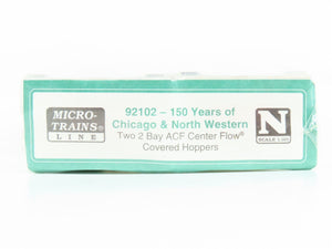 N Micro-Trains MTL 92102 CNW Chicago & North Western 2-Bay Hopper 2-Pack Sealed