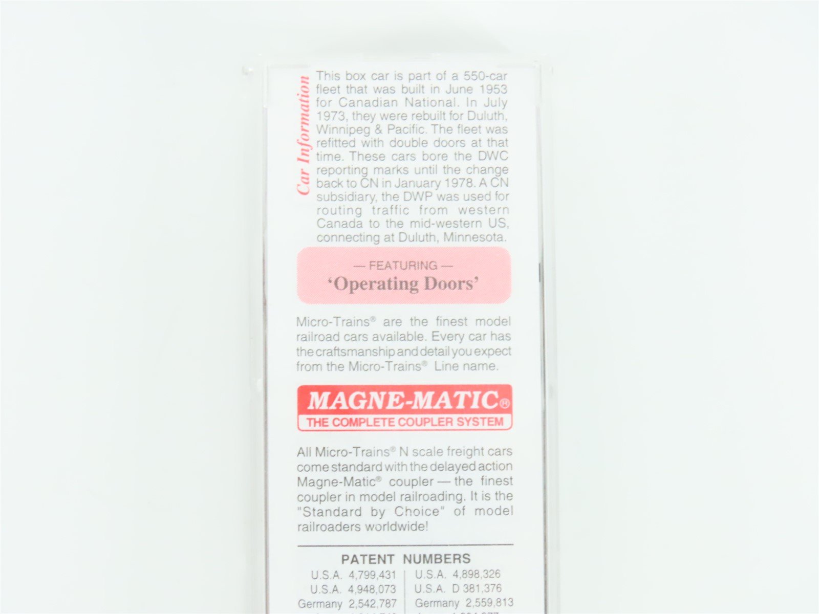 N Scale Micro-Trains MTL 23260 DWC Duluth Winnipeg & Pacific 40' Reefer #582225