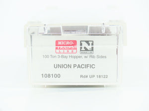 N Scale Micro-Trains MTL 108100 UP Union Pacific 3-Bay Hopper w/ Load #10053