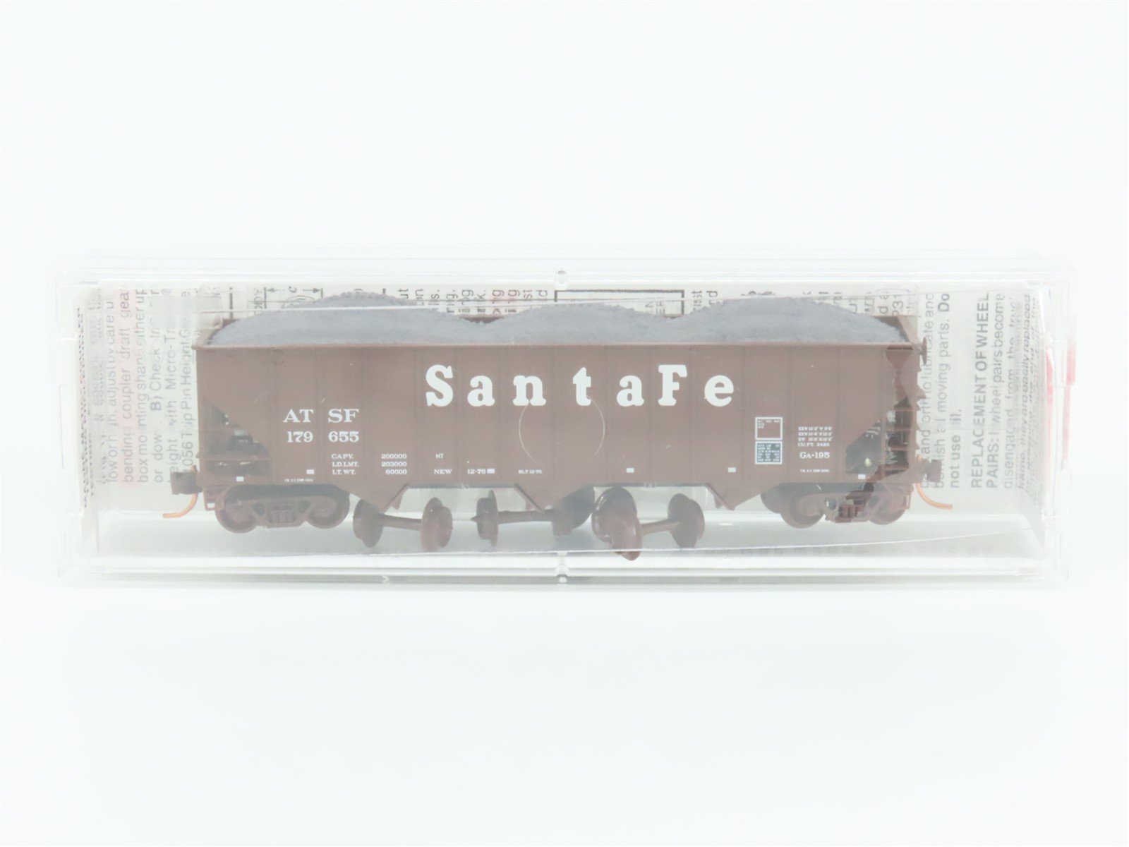 N Scale Micro-Trains MTL 108120.1 ATSF Santa Fe 3-Bay Hopper #179655 w/ Load