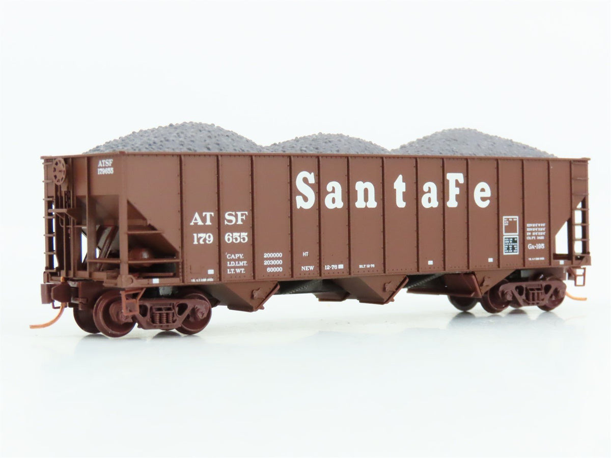 N Scale Micro-Trains MTL 108120.1 ATSF Santa Fe 3-Bay Hopper #179655 w/ Load